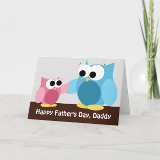 Chouettes papa et fille - Carte Fête des pères