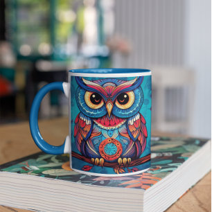 Chouettes psychédéliques version 3 Mug