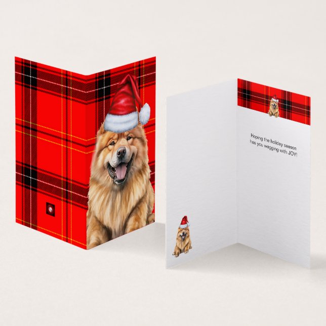 Chow Chow Chien Rouge Noir Plat Noël Fête (Inside and Outside)