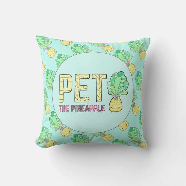 Choyez l'ananas - coussin carré mignon ! Bleu de (Recto)