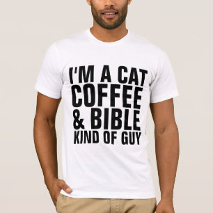 CHRÉTIEN CHAT T-SHIRTS POUR HOMMES, CAFÉ & BIBLE