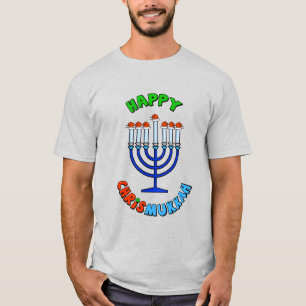 Chrismukkah Santa Hat Menorah T-shirt