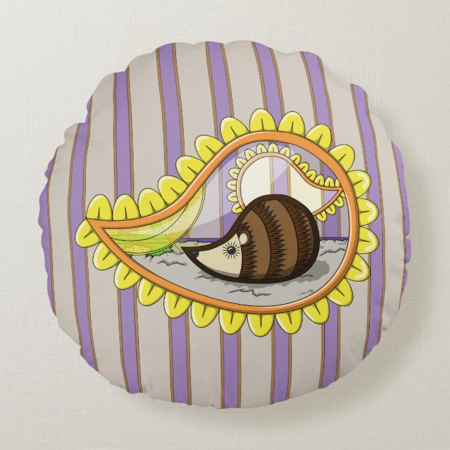 Chrissy le hérisson Coussin Rond (Devant)