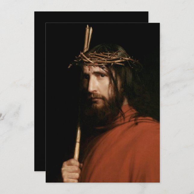 Christ avec Thorns. Carte religieuse de Pâques aux (Devant / Derrière)