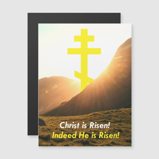 Christ est ressuscité ! Croix orthodoxe orientale (Devant / Derrière)