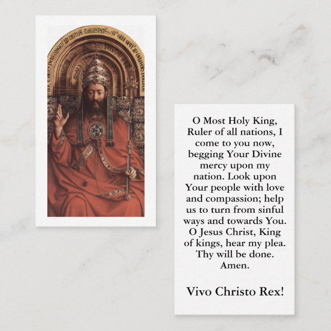 Christ le Roi Carte de prière personnalisable (Devant / Derrière)