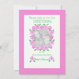 Christening Baby Daughter Invitation Carte photo