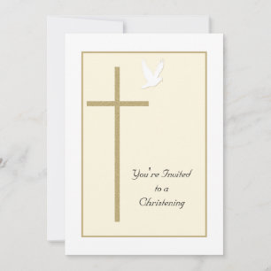 Christening Invitation Modèle Cross and Dove