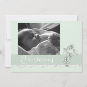 Christening Mint Green Invitation