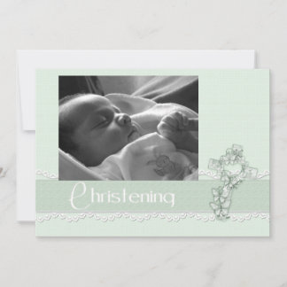 Christening Mint Green Invitation