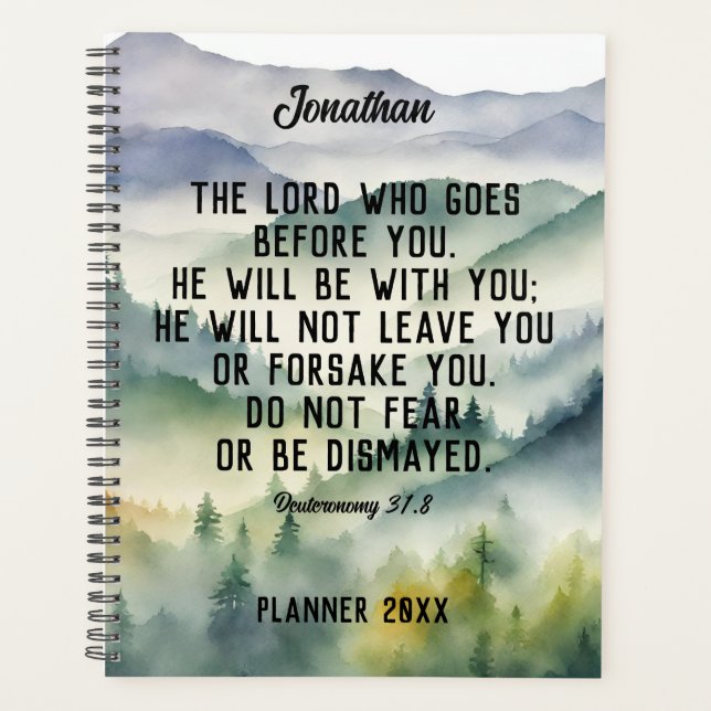 Christian Bible Verse Aquarelle Montagnes Nom (Devant)