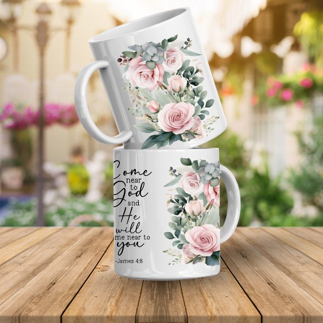 Christian Bible Verse Psalms Floral Coffee Mug (Bible Verse Floral Mugs)