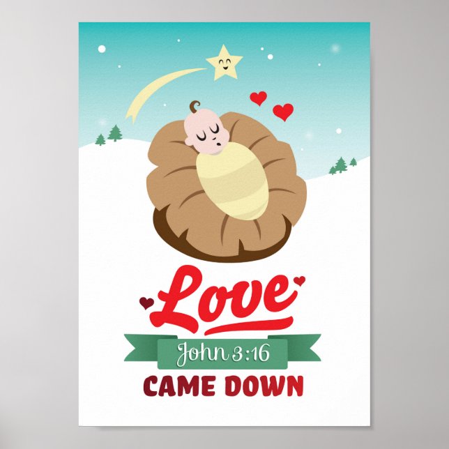 Christian Christmas Poster Baby Jesus Jean 3:16 (Devant)
