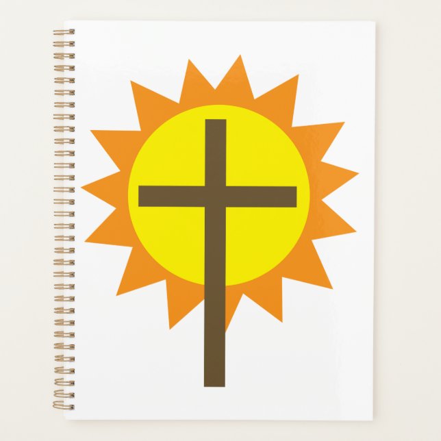 Christian Cross with Yellow Sun and Orange Rays (Devant)
