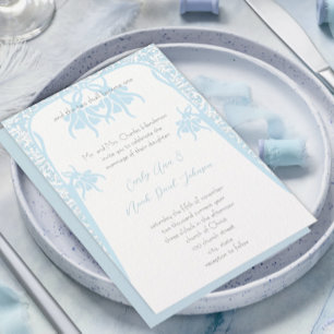 Christian Dusty Blue Flower Wedding Invitations