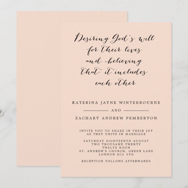 Christian Elegant Script Faire-part de mariage (Devant / Derrière)