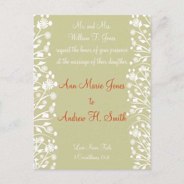 Christian Faire-part de mariage Orange White Taupe (Devant)