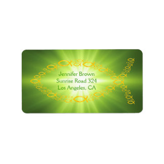 Christian Fish Green Étiquette de adresse