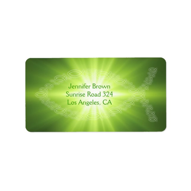 Christian Fish Green Étiquette de adresse (Devant)