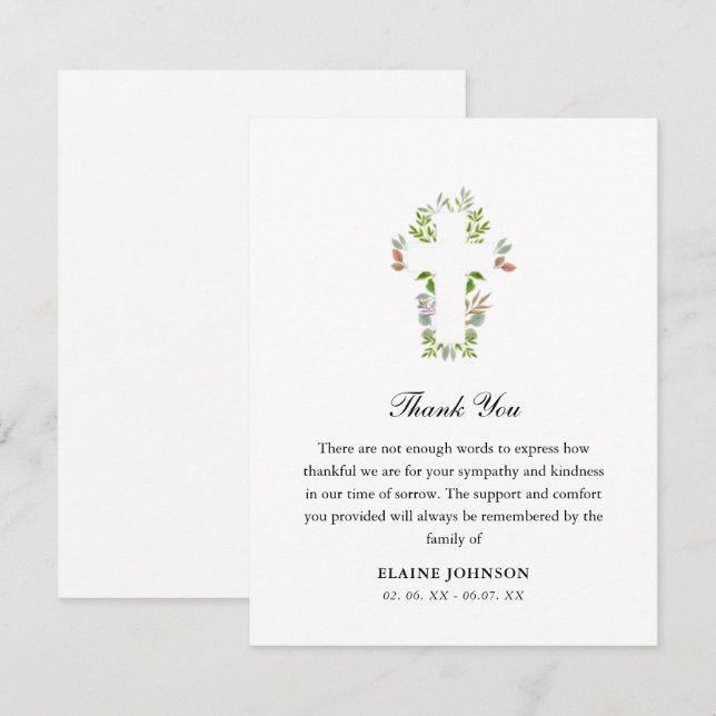 Christian Funeral Greenery Cross Merci (Devant / Derrière)