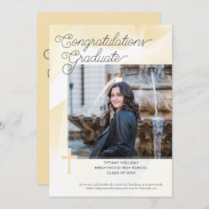 Christian Gold Graduation Photo Invitation