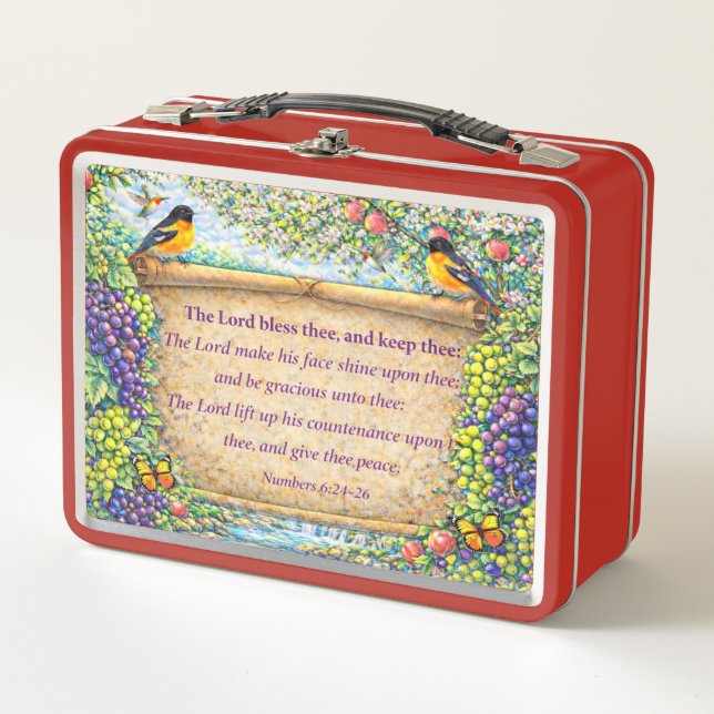 Christian Metal Lunchbox Floral Scripture Gift (Devant)