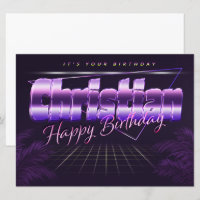 Christian Name Prénom lila retro Carte