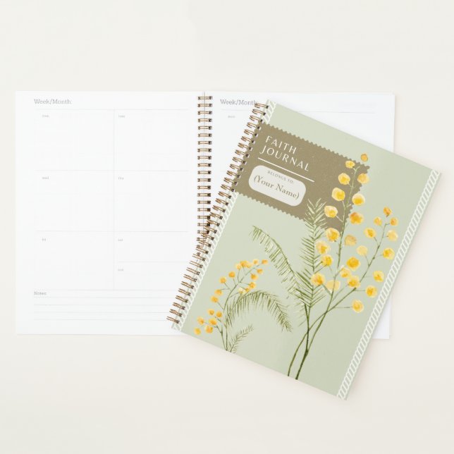 Christian Planner Faith Journal Fleurs Jaunes (Devant avec enveloppe)