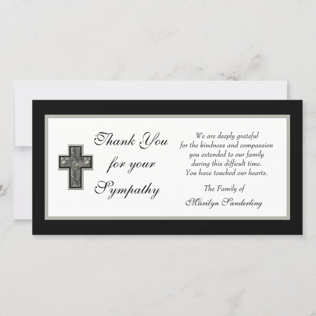 Christian Sympathy Merci Carte photo (Devant)
