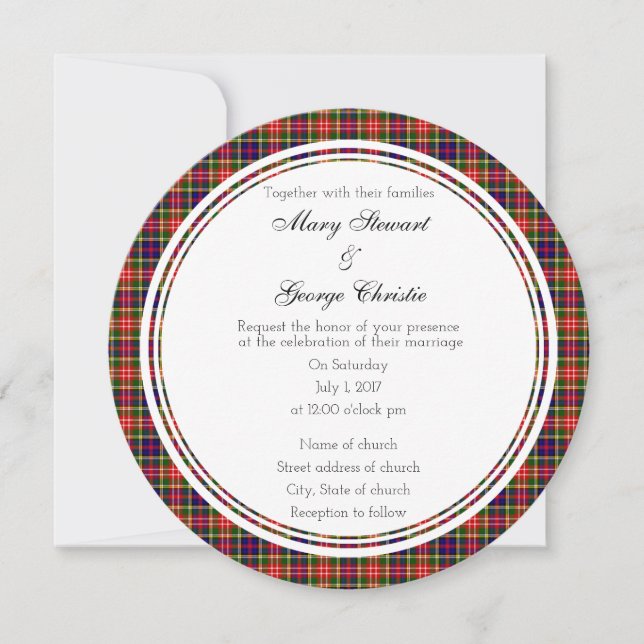 Christie Scottish Mariage Round Invitation (Devant)