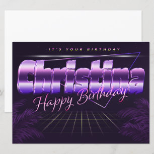 Christina prénom carte rétro lilas pour anniversai