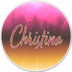 Christina Prénom Nom rose Autocollants Autocollant