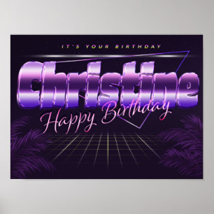 Christine Nom Vorname retro Poster Geburtstag