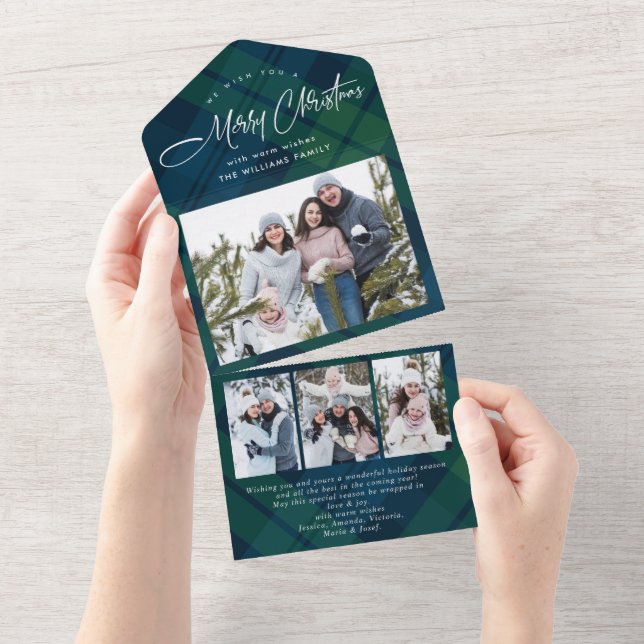 Christmas 4 Photo Grey Code QR Carte de vacances (Déchirure)