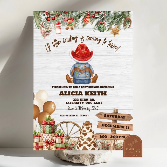 Christmas A Little Cowboy Baby Shower Invitation (Créateur téléchargé)