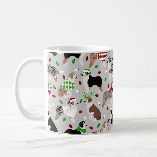 Christmas Australian Shepherd Coffee Mug (Gauche)