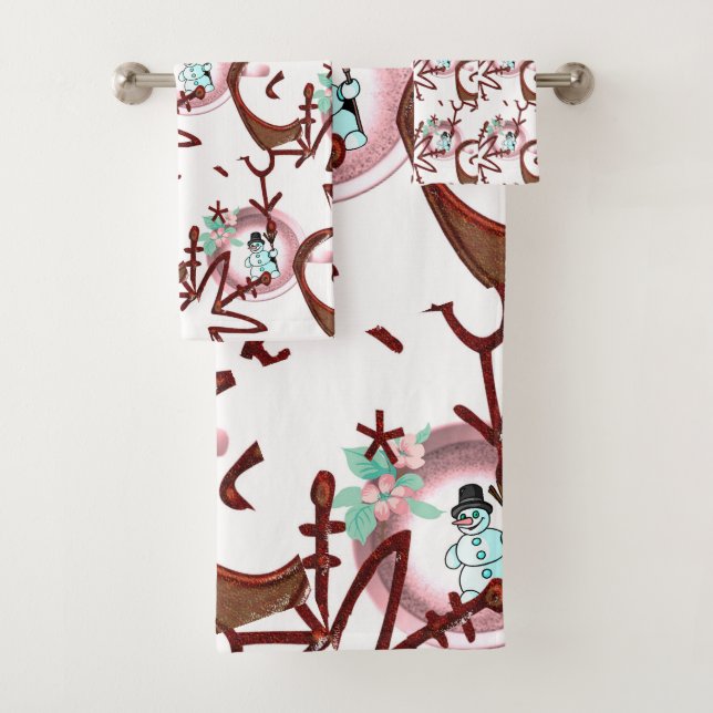 Christmas Bath Towel Sets, Snowman (En situation)