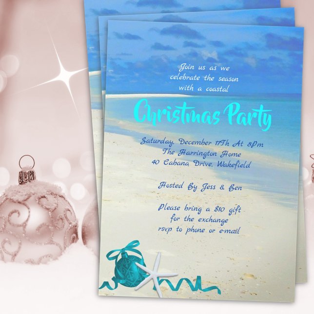 Christmas Beach Party Sable et invitation de mer (Créateur téléchargé)