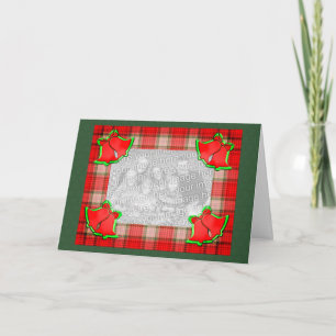 Christmas Bells Red Plaid Carte photo de vacances