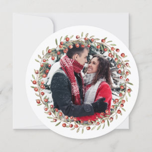 Christmas Berry Wreath   Carte ronde