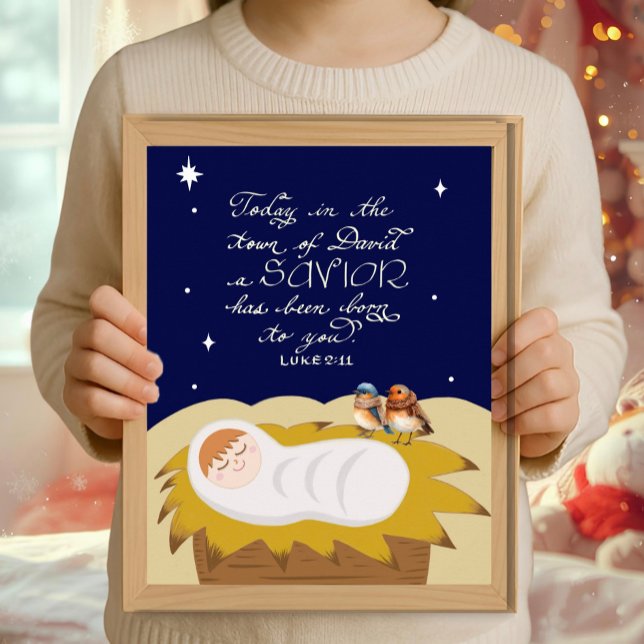 Christmas Bible Verse Luke Religious Modern Poster (Bible Verse Luke Script Religious Poster, perfect Christmas gift for Christian friends & loved ones)