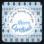 CHRISTMAS Blue Deer motif Sticker S personnalisé<br><div class="desc">Autocollant Joyeux carré personnalisable en bleu. Votre nom et message sur le beau motif de style Lapand en bleu avec arrière - plan transparent (ici arrière - plan bleu pâle). Vous pouvez facilement changer la couleur et le texte arrière - plans (police, taille, couleur et position) en cliquant sur le...</div>