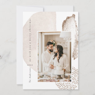 Christmas Boho Modern Geometry Photo Carte de vaca