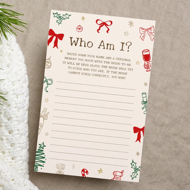 Christmas Bridal Shower Guess Who Am I Game (Créateur téléchargé)