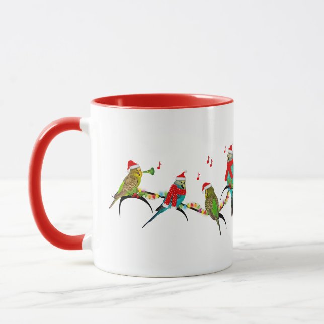 Christmas Budgie Frenzy Mug (Gauche)