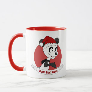 Christmas cartoon with cute panda bear mug