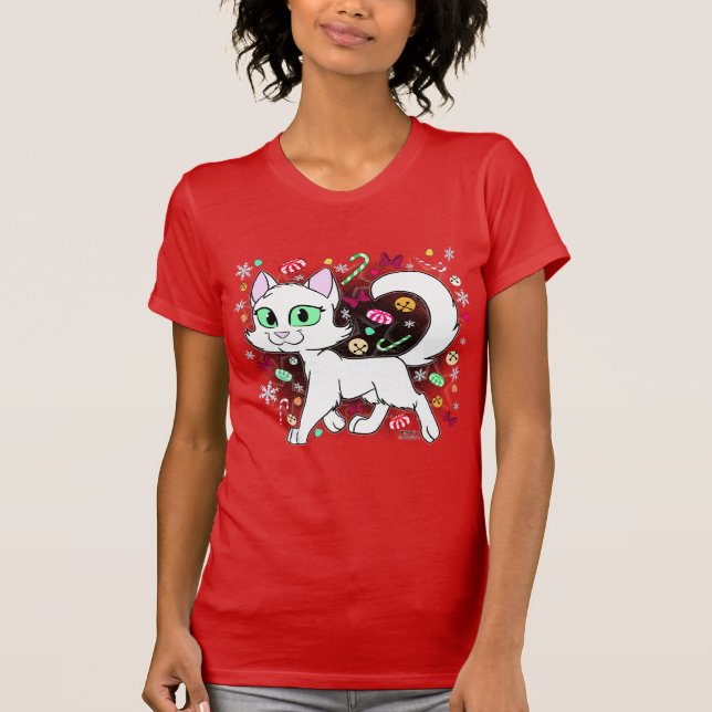 Christmas Cat T-Shirt (Red) (Devant)