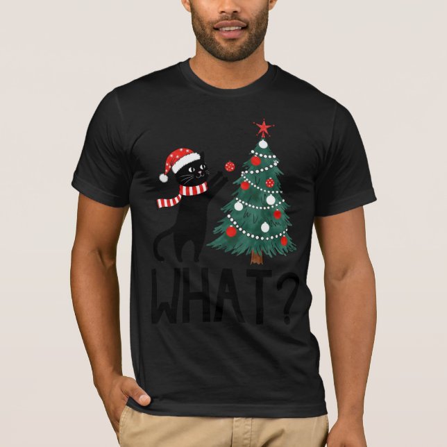 Christmas Cat "With Tree What?" T-shirt  (Devant)