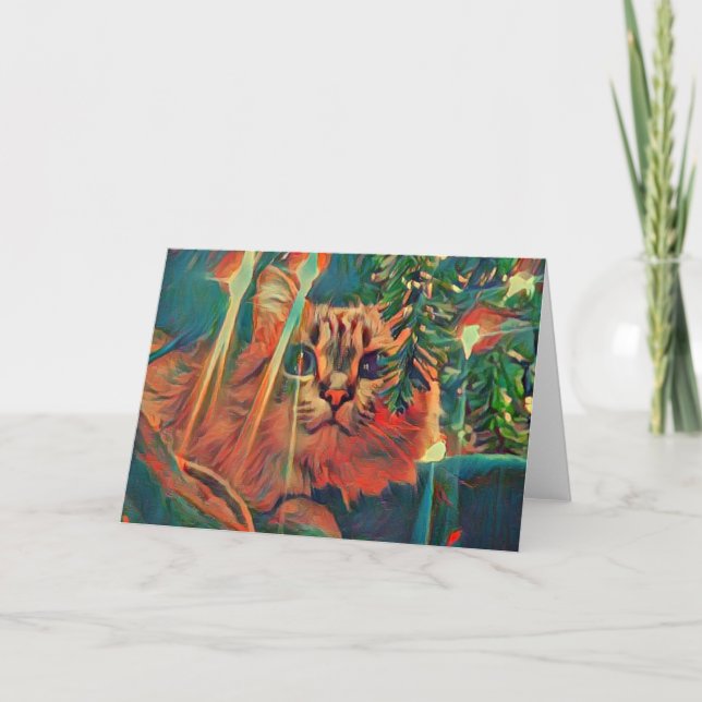 Christmas Cat Wonderage Carte de vacances (Devant)