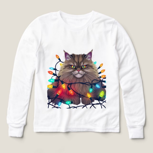 Christmas Cat Wrapped in Colorful Lights (Motif recto)